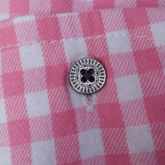 Maurices Checker Keyhole Front Button Down Back Long Sleeve Blouse Top Sz M - Picture 6 of 9